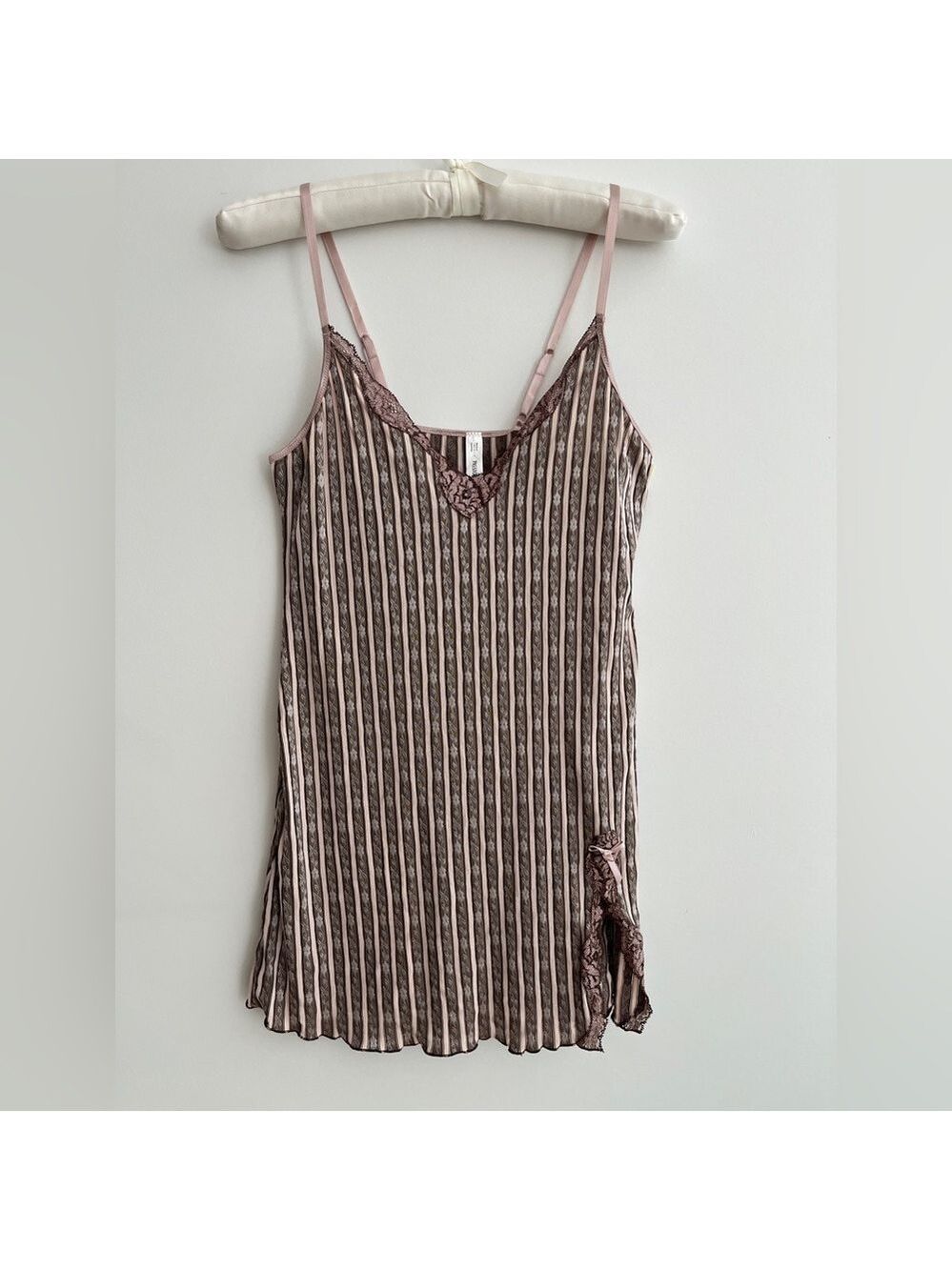 PASSIONATA Chemise Nightgown Lace Trim Floral Stripe Made in France Coquette